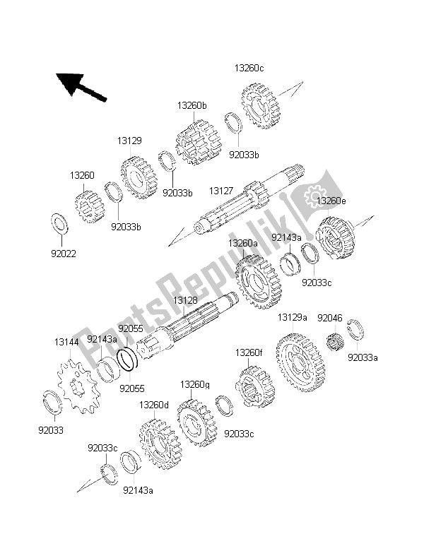 Tutte le parti per il Trasmissione del Kawasaki KDX 200 2001