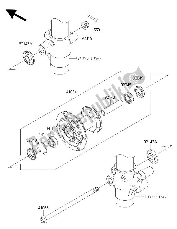 All parts for the Front Hub of the Kawasaki KX 85 LW 2015