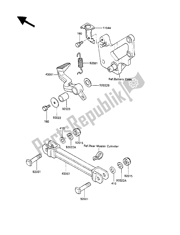 Alle onderdelen voor de Rempedaal van de Kawasaki GPX 600R 1988