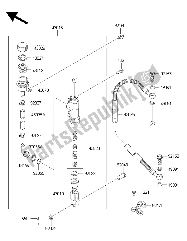 Toutes les pièces pour le Maître-cylindre Arrière du Kawasaki KX 65 2015