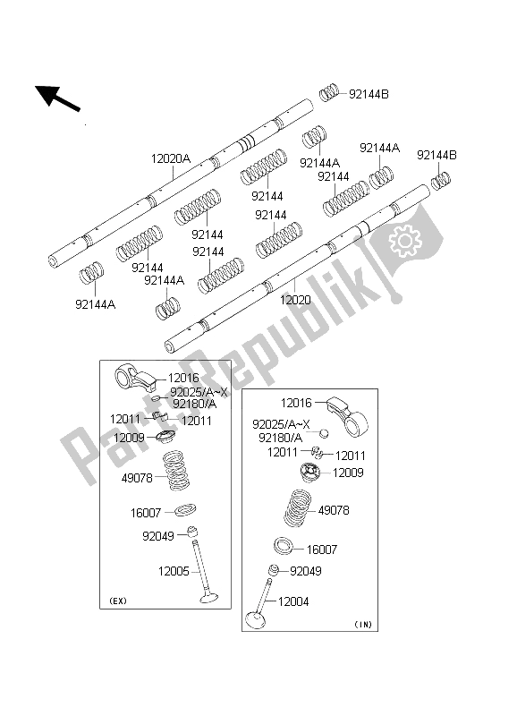 Alle onderdelen voor de Klep (pen) van de Kawasaki ZRX 1200 2004