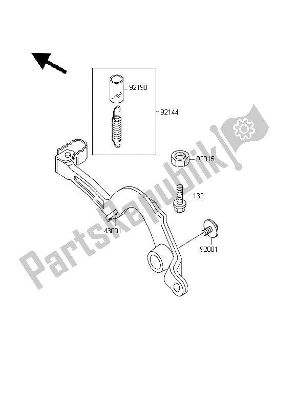 All parts for the Brake Pedal of the Kawasaki KX 500 1995