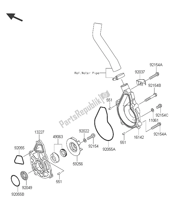 Tutte le parti per il Pompa Dell'acqua del Kawasaki Versys 650 ABS 2016