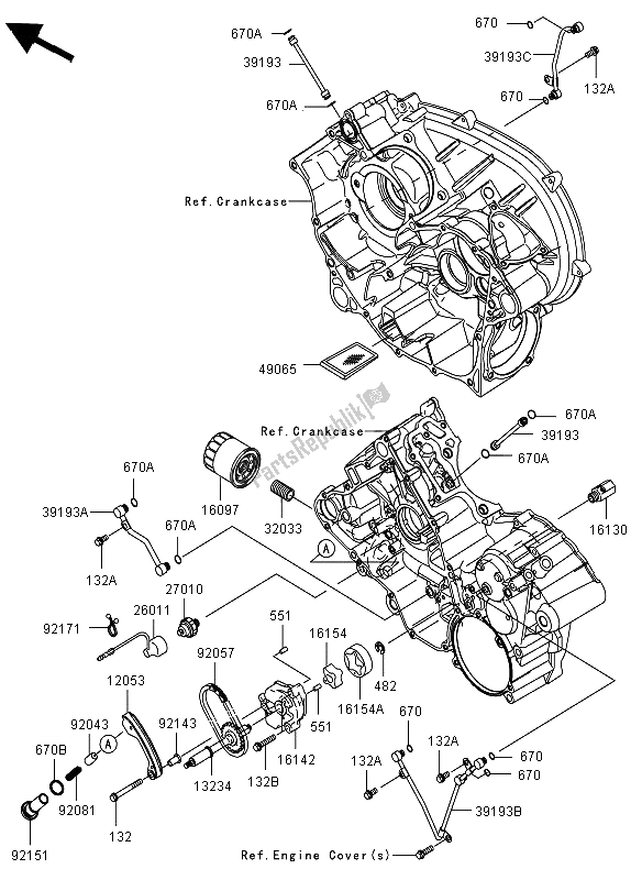 Toutes les pièces pour le La Pompe à Huile du Kawasaki KVF 750 4X4 2012