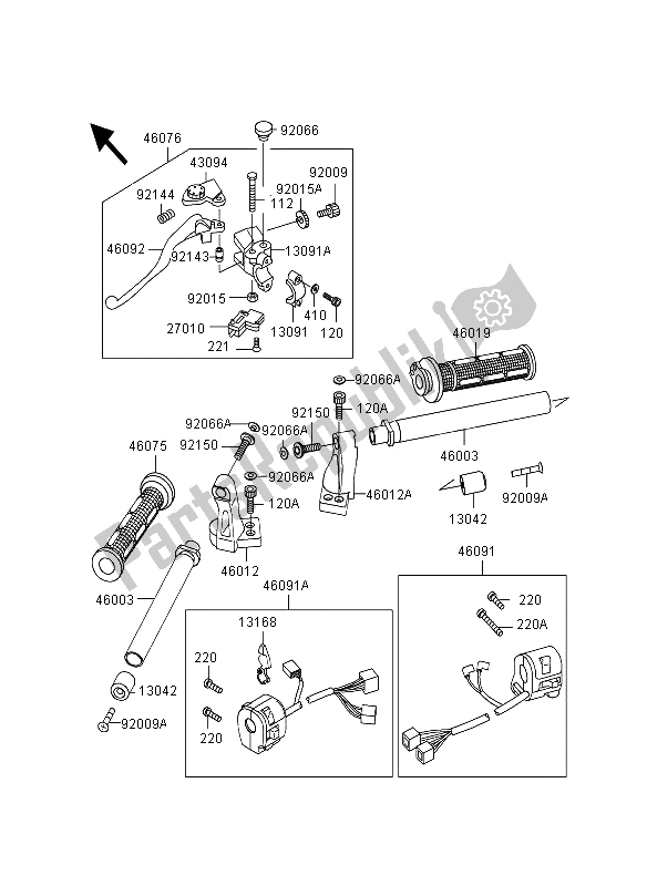 All parts for the Handlebar of the Kawasaki GPZ 500S 1995