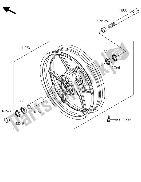 All parts for the Front Hub of the Kawasaki Z 800 ABS DEF 2014
