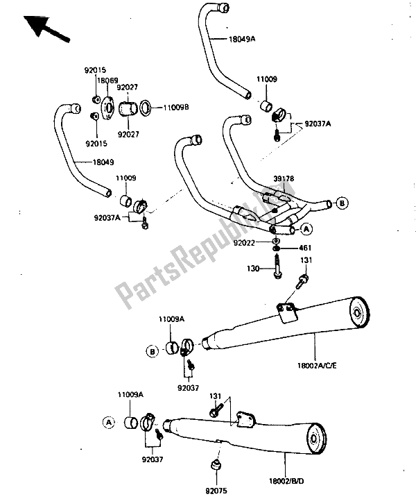 Todas las partes para Silenciador de Kawasaki GPZ 750 1987