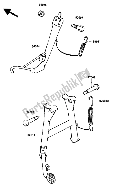 Tutte le parti per il In Piedi del Kawasaki GPZ 750R 1985