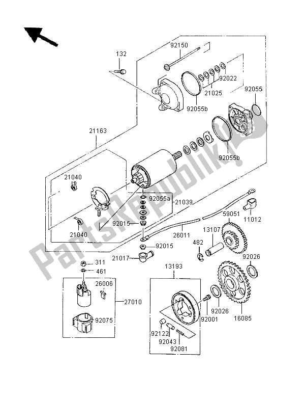 Todas as partes de Motor De Arranque do Kawasaki GPX 600R 1997