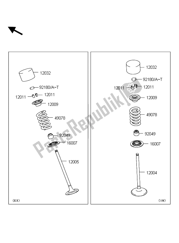 All parts for the Valve of the Kawasaki Z 1000 2011