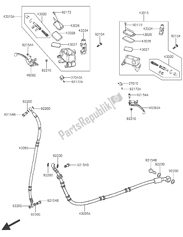 All parts for the Master Cylinder of the Kawasaki J 300 2016