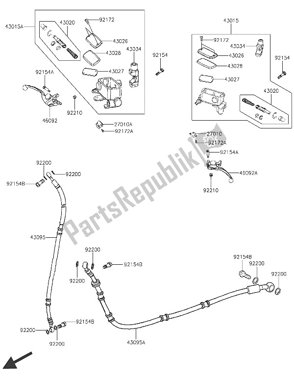 All parts for the Master Cylinder of the Kawasaki J 300 2016