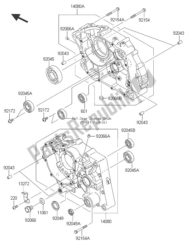 Tutte le parti per il Carter del Kawasaki D Tracker 150 2016