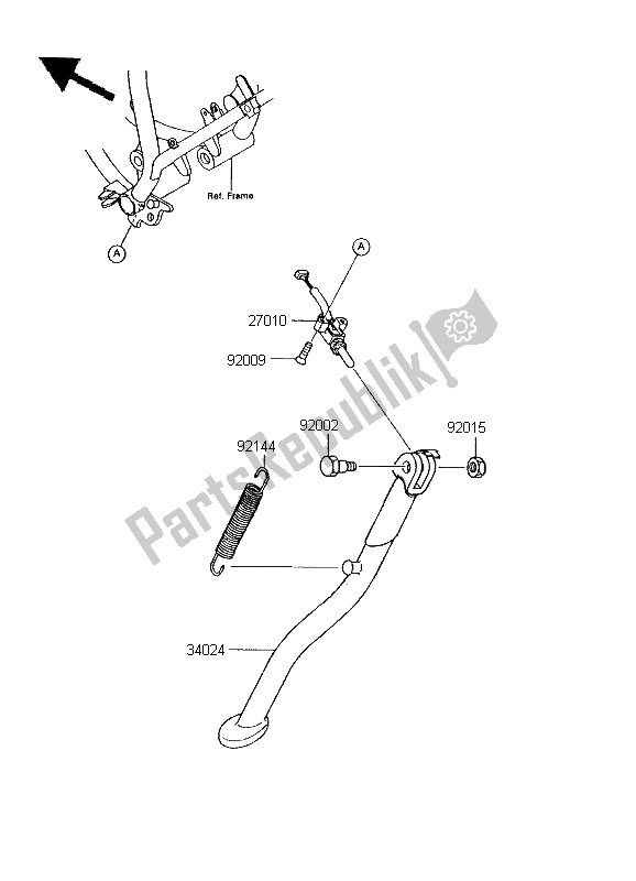 All parts for the Stand of the Kawasaki KMX 125 SW 1995