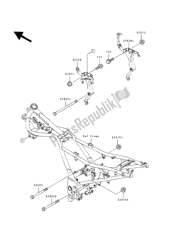 All parts for the Frame Fittings of the Kawasaki ZZ R 250 1994