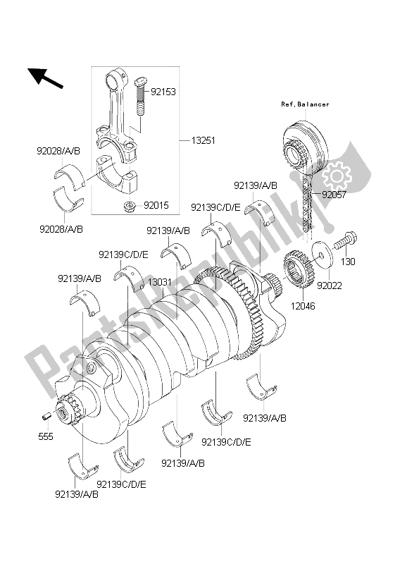 All parts for the Crankshaft of the Kawasaki ZXR 1200S 2004