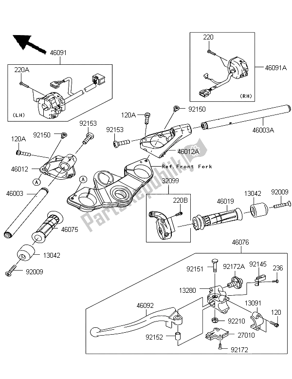 Tutte le parti per il Manubrio del Kawasaki Z 1000 SX 2011