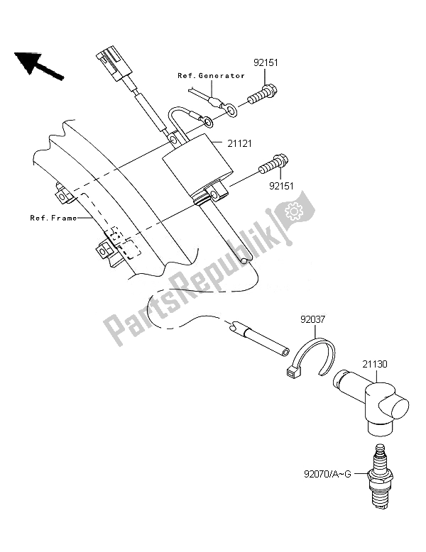 All parts for the Ignition System of the Kawasaki KX 250 2007