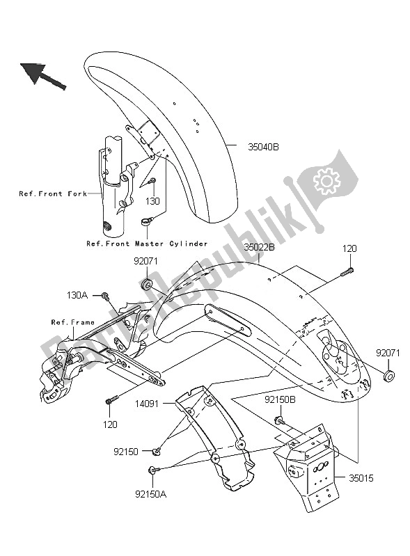 All parts for the Fenders of the Kawasaki VN 1600 Mean Streak 2005