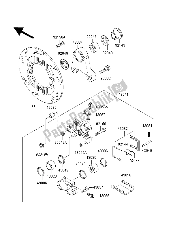 All parts for the Rear Brake of the Kawasaki ZZ R 1100 1998