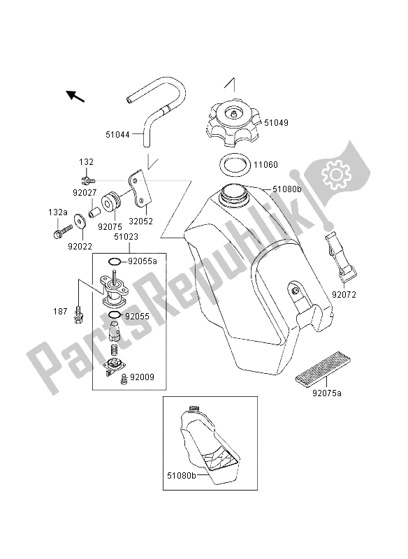 All parts for the Fuel Tank of the Kawasaki KX 500 1997