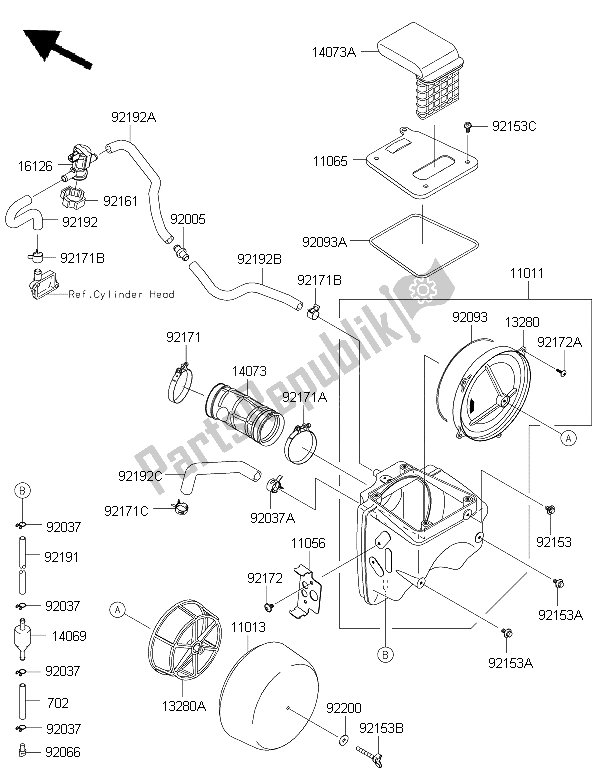 Tutte le parti per il Filtro Dell'aria del Kawasaki KLX 250 2015