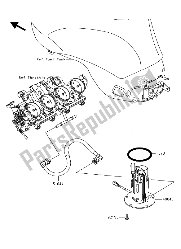 All parts for the Fuel Pump of the Kawasaki Ninja ZX 6R 600 2011