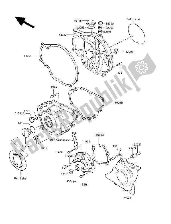 Tutte le parti per il Coperchio (i) Del Motore del Kawasaki LTD 450 1988