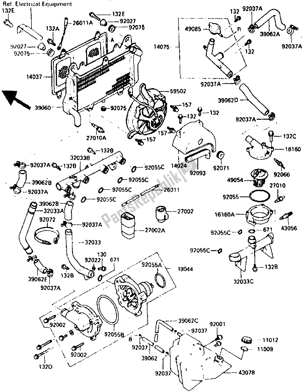 Todas as partes de Radiador do Kawasaki GPZ 900R 1985