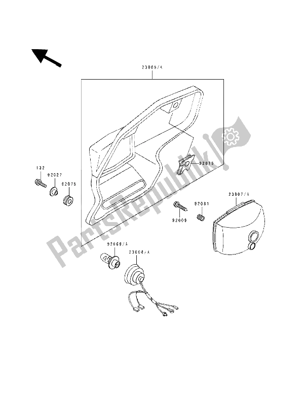 All parts for the Head Lamp of the Kawasaki KDX 200 1989