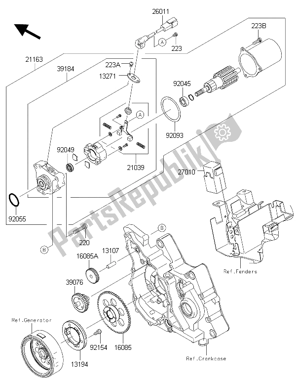 All parts for the Starter Motor of the Kawasaki KLX 110 2015