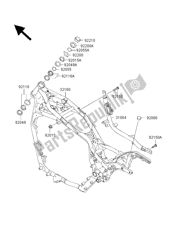 All parts for the Frame of the Kawasaki VN 1500 Classic Tourer FI 2001