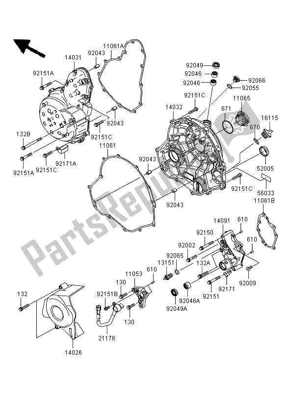 Tutte le parti per il Coperchio Del Motore del Kawasaki Versys 650 2009