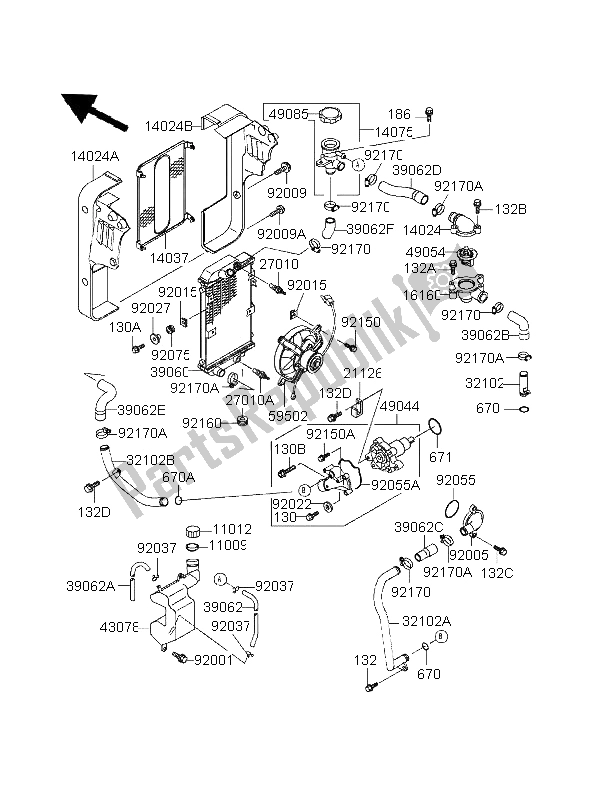 Todas las partes para Radiador de Kawasaki EL 250 1996