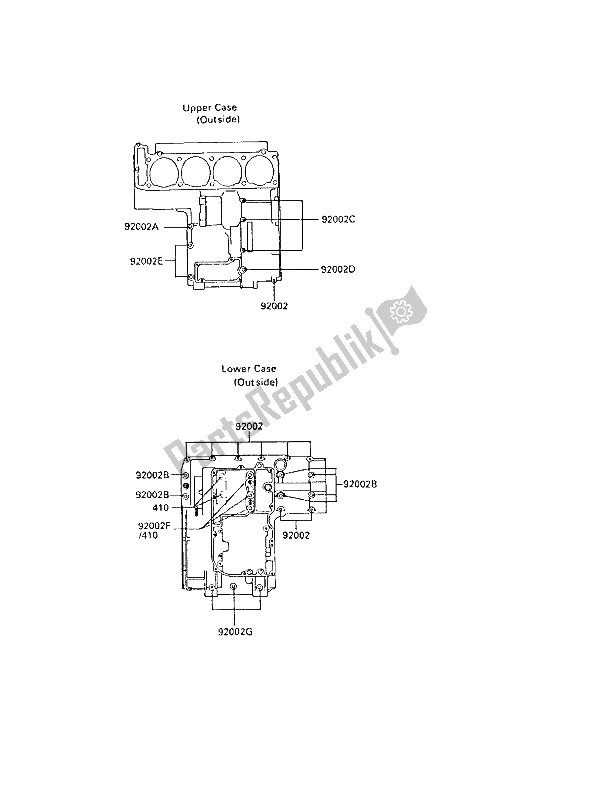 All parts for the Crankcase Bolt Pattern of the Kawasaki ZL 1000 1987