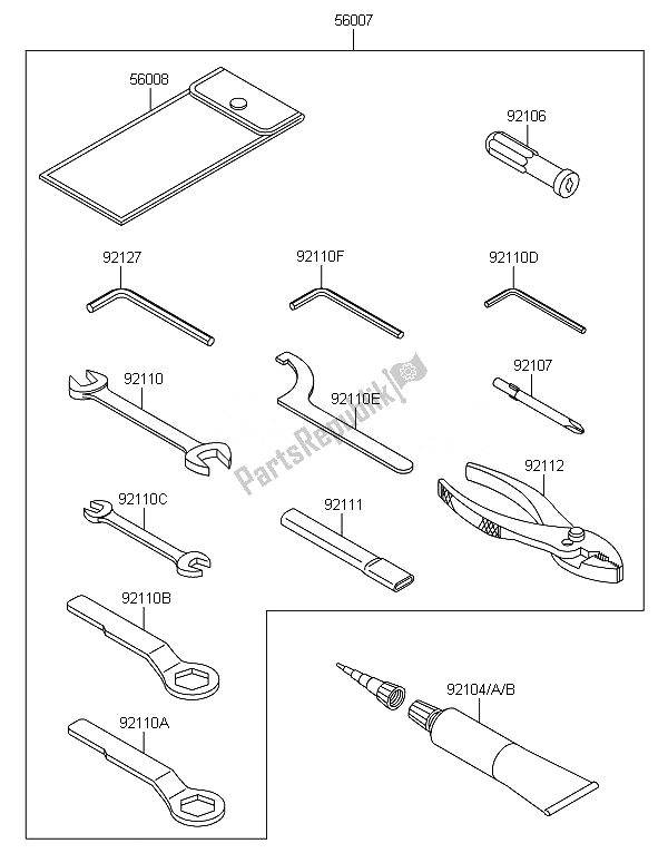 Alle onderdelen voor de Eigenaars Tools van de Kawasaki Z 800E Version 2014