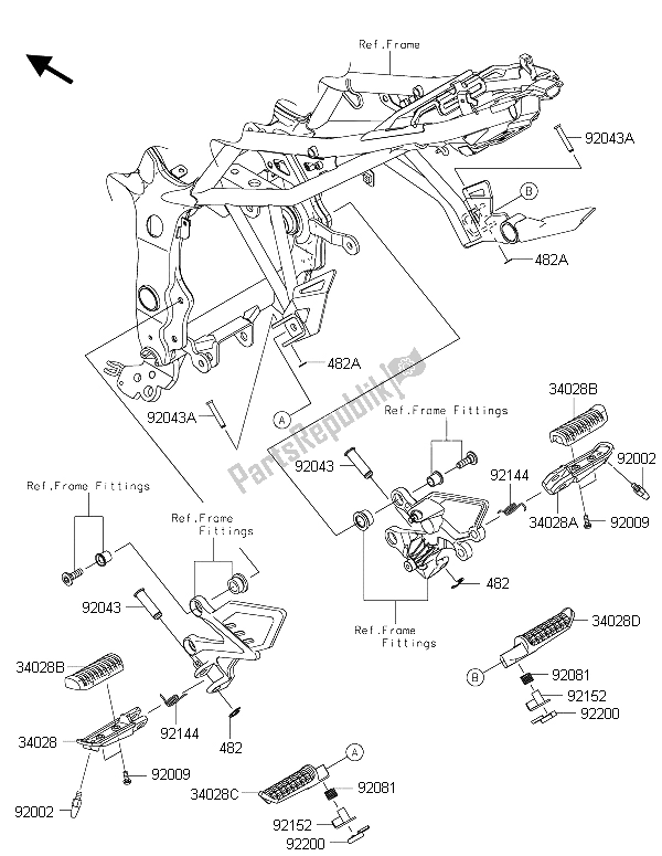 Tutte le parti per il Poggiapiedi del Kawasaki Ninja 250 SL ABS 2015