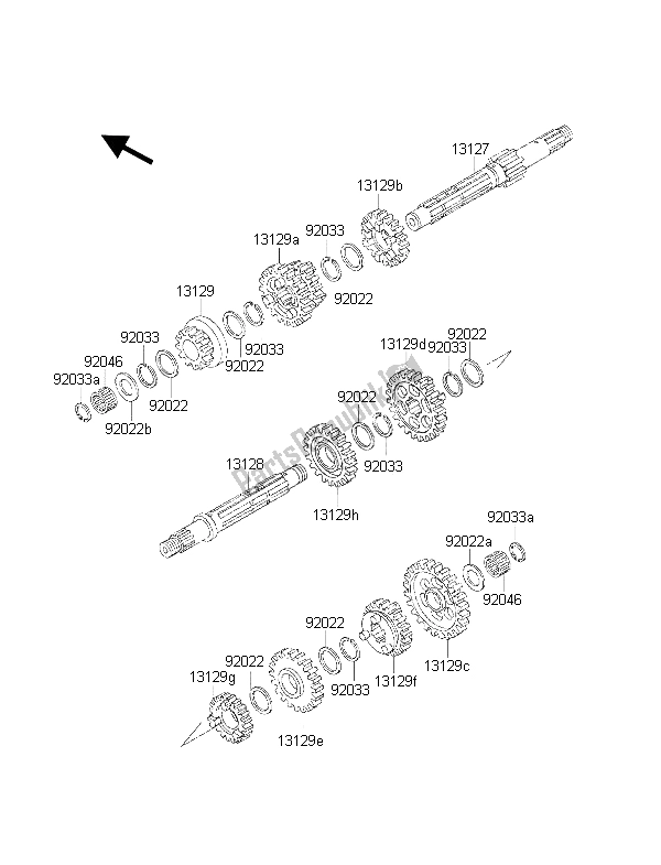 Alle onderdelen voor de Overdragen van de Kawasaki KLF 300 4X4 2001