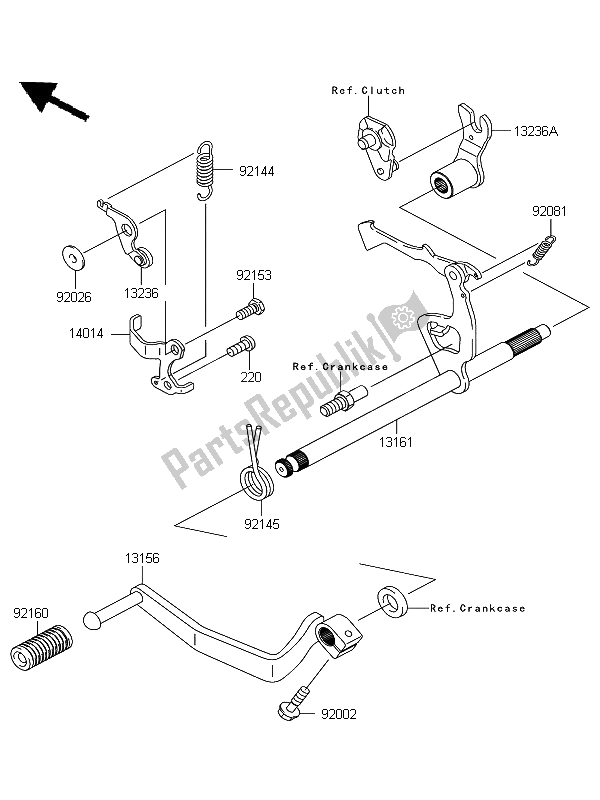 All parts for the Gear Change Mechanism of the Kawasaki KLX 110 2012