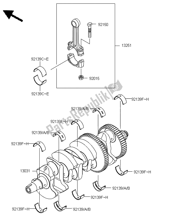 All parts for the Crankshaft of the Kawasaki Versys 1000 2012