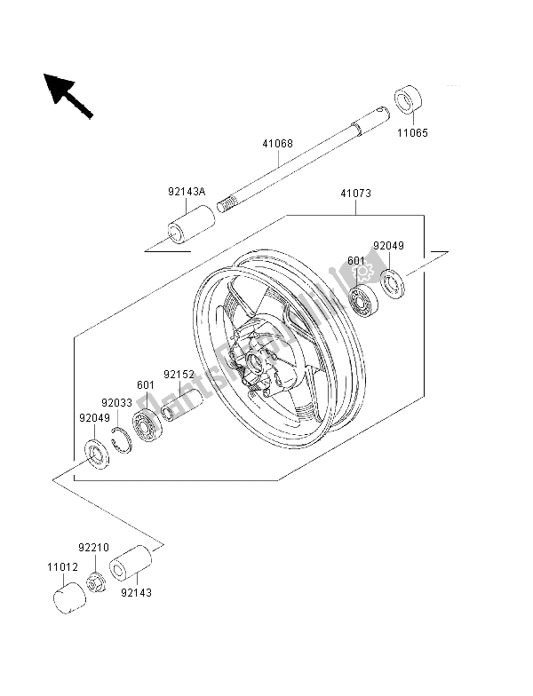 All parts for the Front Hub of the Kawasaki VN 1500 Classic Tourer FI 2003