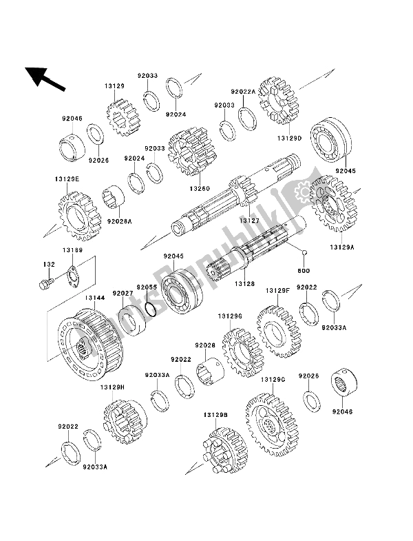 Toutes les pièces pour le Transmission du Kawasaki EN 500 1992