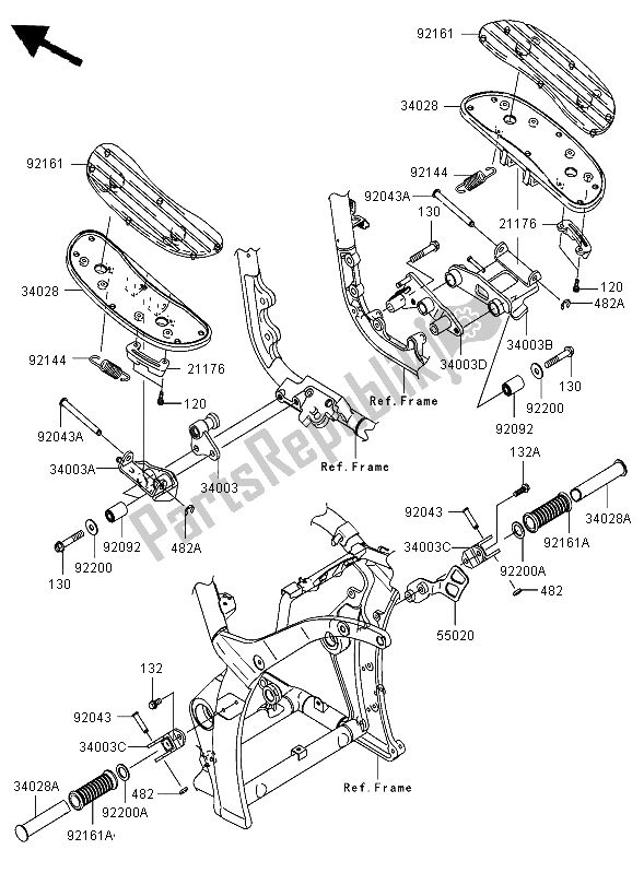 All parts for the Footrests of the Kawasaki VN 2000 2006