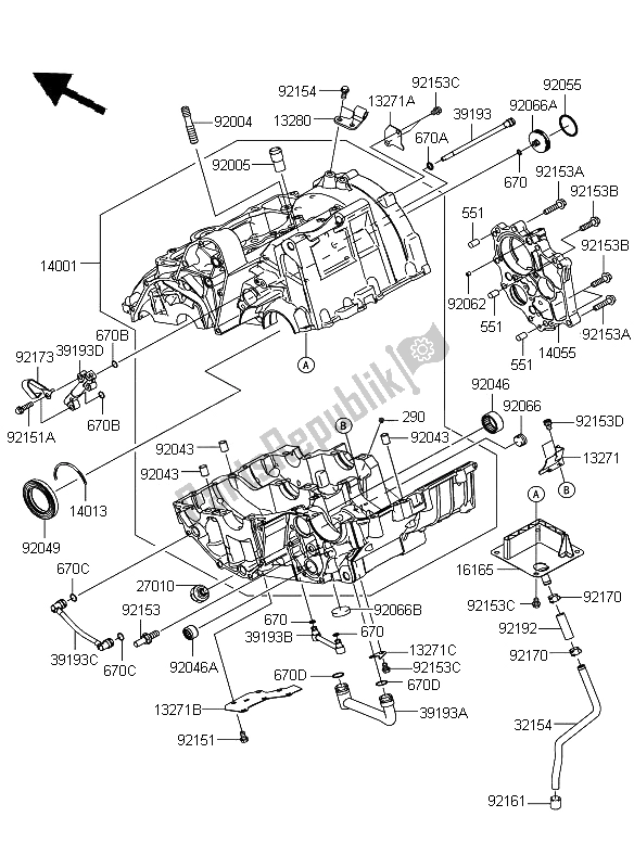 Alle onderdelen voor de Carter van de Kawasaki ER 6N ABS 650 2009