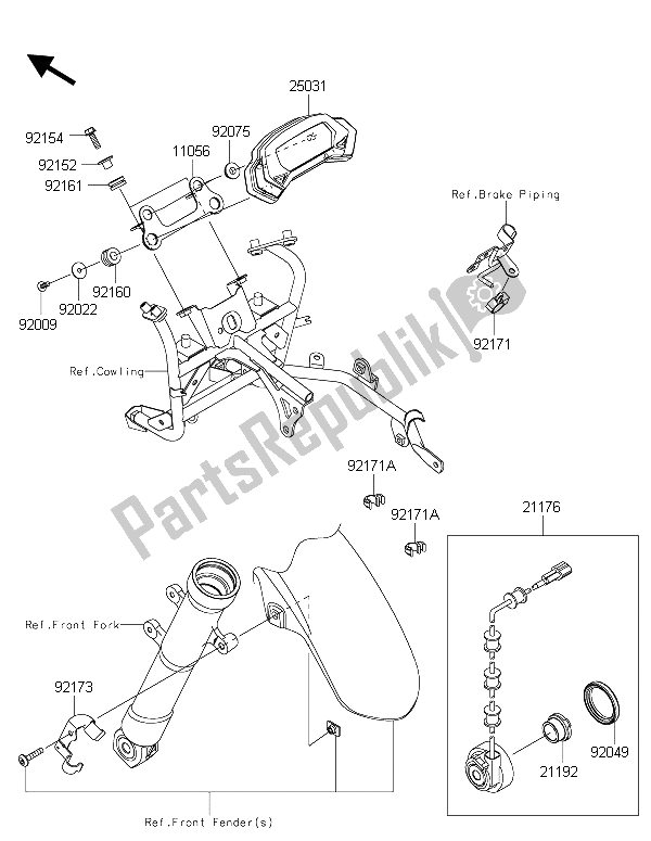 Tutte le parti per il Meter (s) del Kawasaki Ninja 250 SL ABS 2015