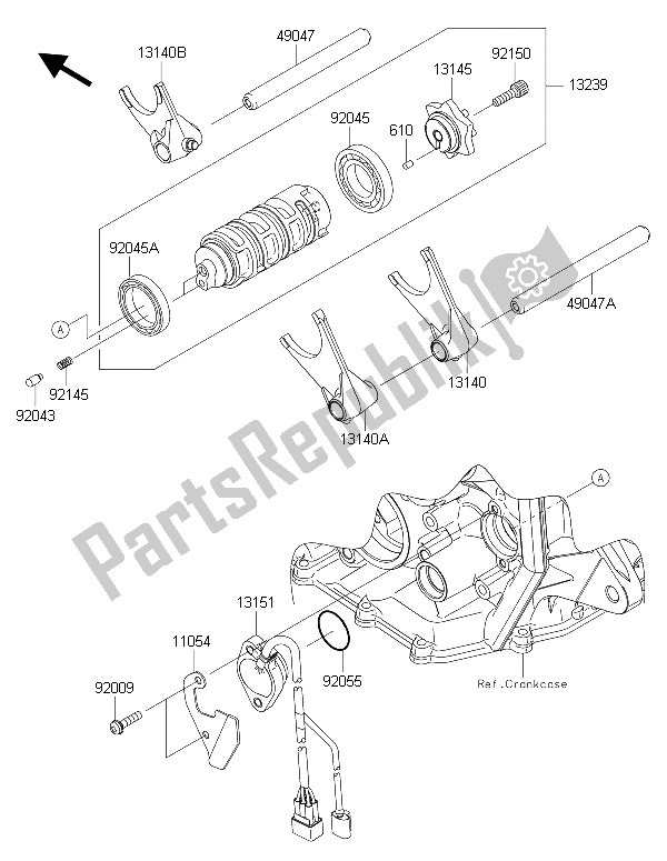 All parts for the Gear Change Drum & Shift Fork(s) of the Kawasaki Ninja ZX 6R ABS 600 2015