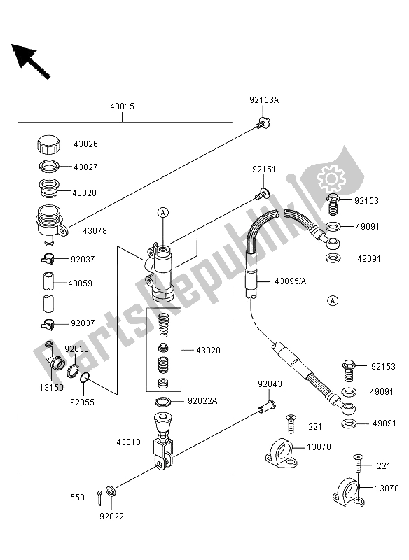 All parts for the Rear Master Cylinder of the Kawasaki KX 85 SW LW 2009