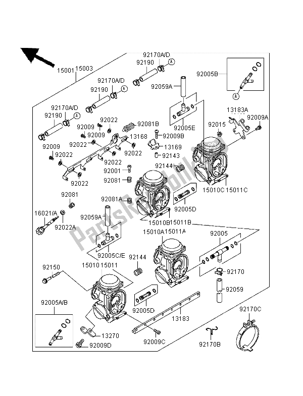 Todas as partes de Carburador do Kawasaki ZXR 400 1999