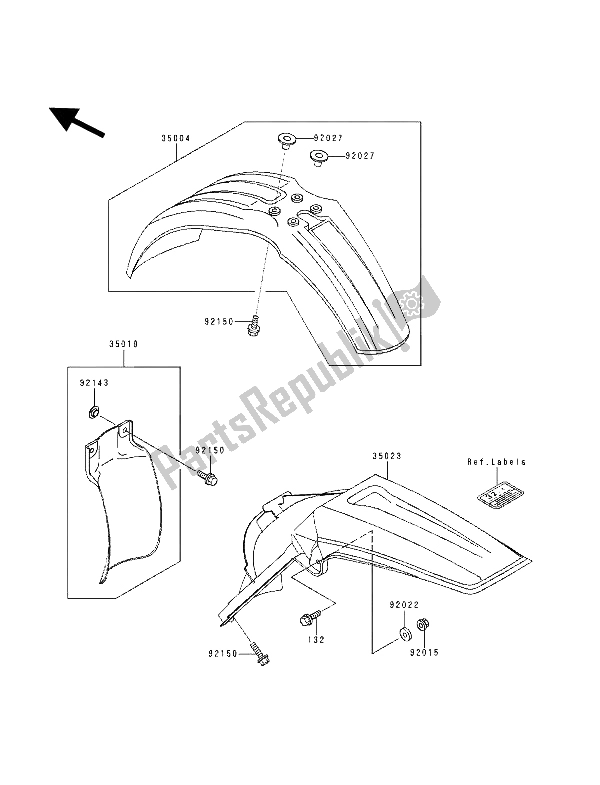 Todas las partes para Defensas de Kawasaki KX 250 1994