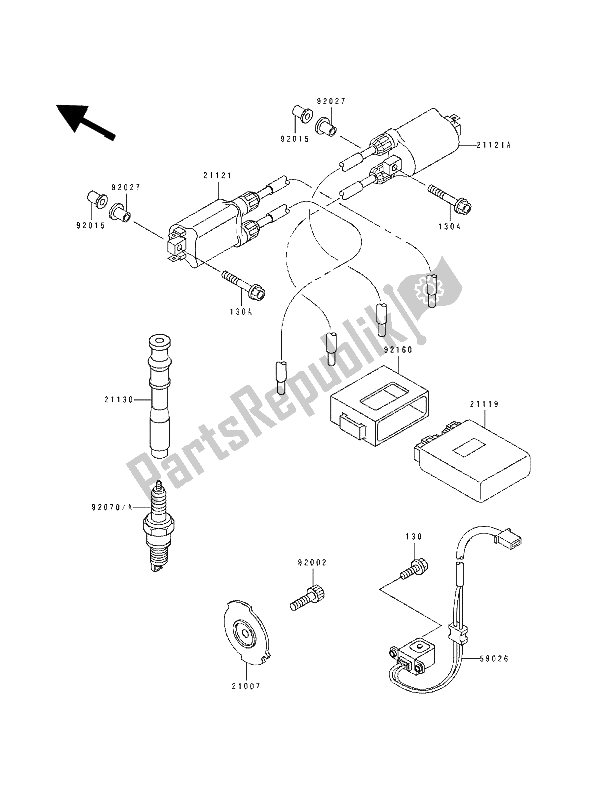 All parts for the Ingition Coil of the Kawasaki ZZ R 600 1990